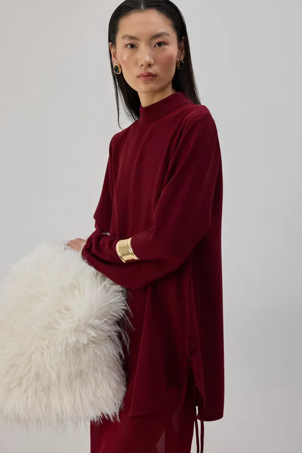 STAND COLLAR CREPE TUNIC STAND COLLAR CREPE TUNIC