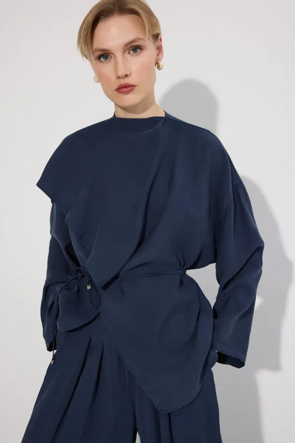 ŞAL YAKALI TUNİK PANTOLON 2'Lİ TAKIM