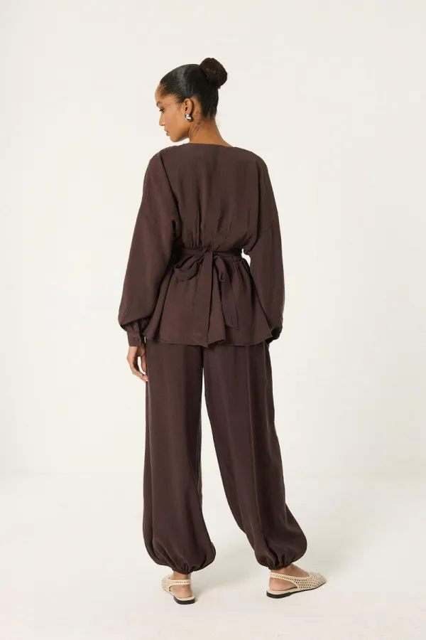 ENSEMBLE 2 PIÈCES TUNIQUE À PÉPLUME ET PANTALON SALWAR