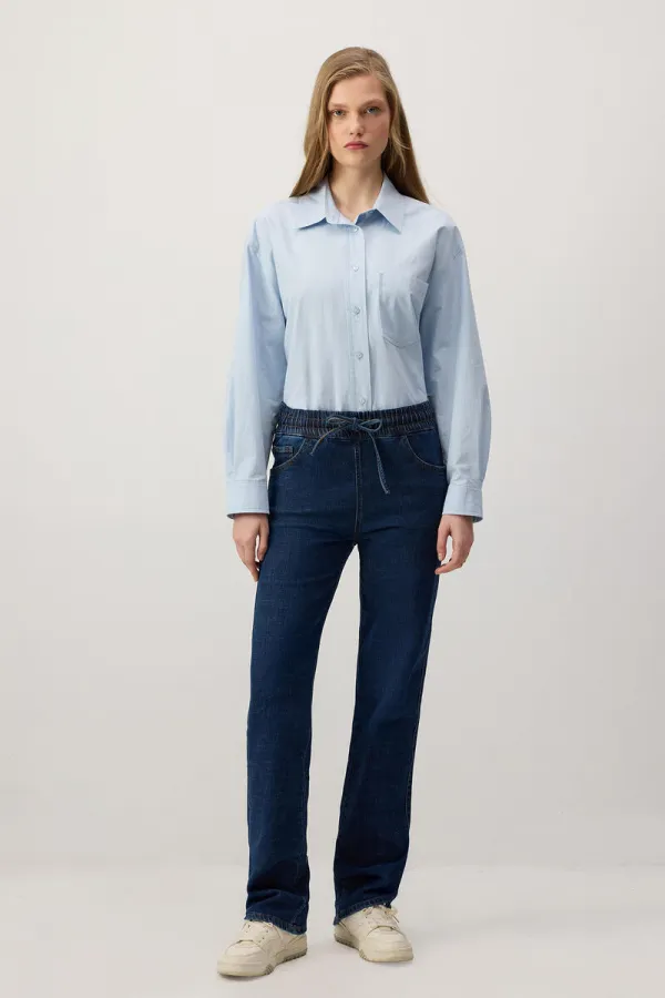 PANTALON EN JEAN AVEC TAILLE ÉLASTIQUE