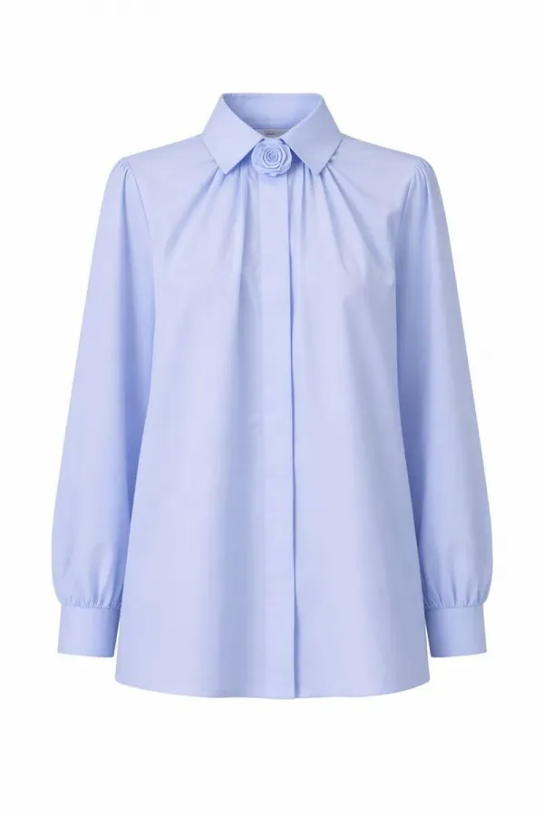 100% COTTON SHIRT WITH ROSE DETAIL