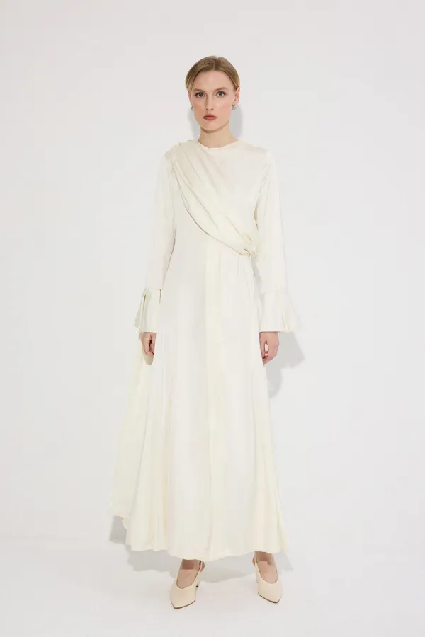DRAPED SATIN DRESS