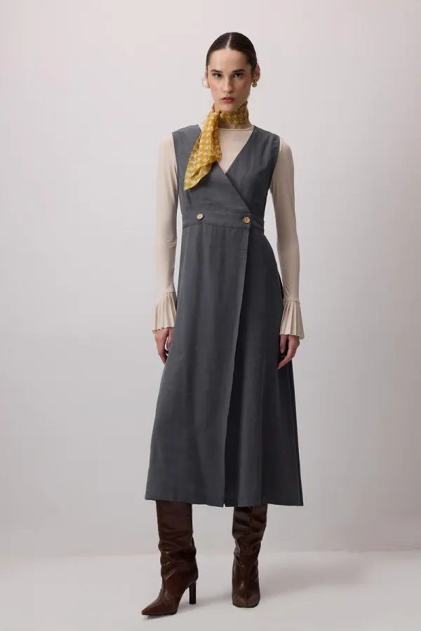 WRAP-BREASTED PLEATED VEST