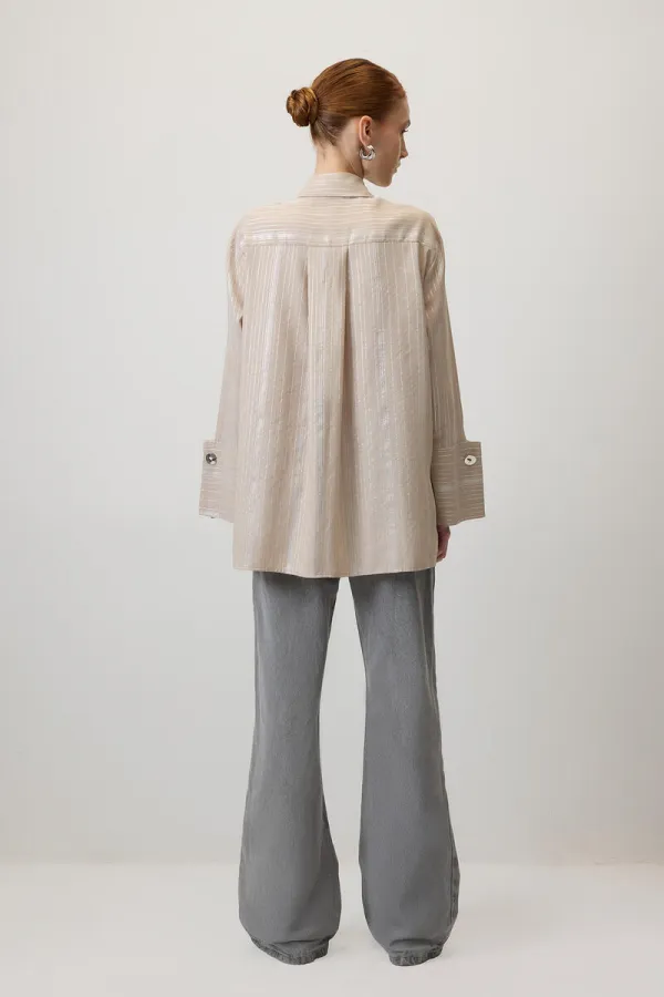 GLITTER STRIPED VISCOSE SHIRT GLITTER STRIPED VISCOSE SHIRT