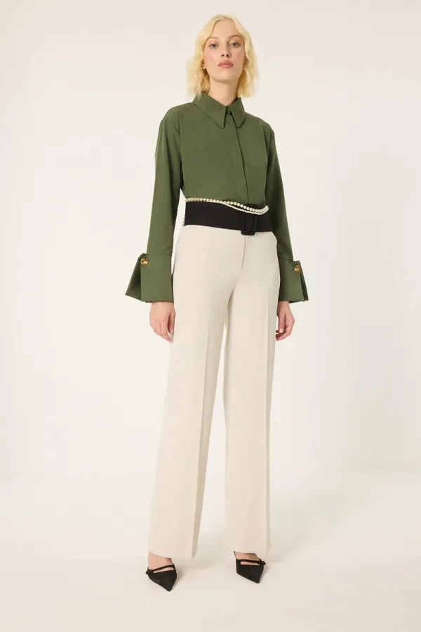 CHEMISE EN POPLIN À POIGNETS LARGES