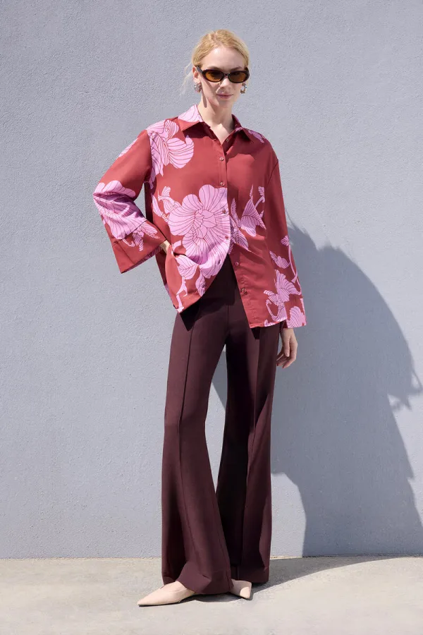 CHEMISE EN SATIN À MOTIFS