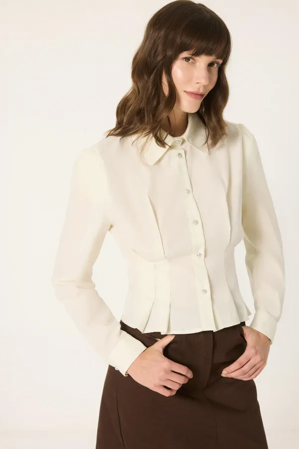 BELİ PİLELİ TAŞLI GÖMLEK