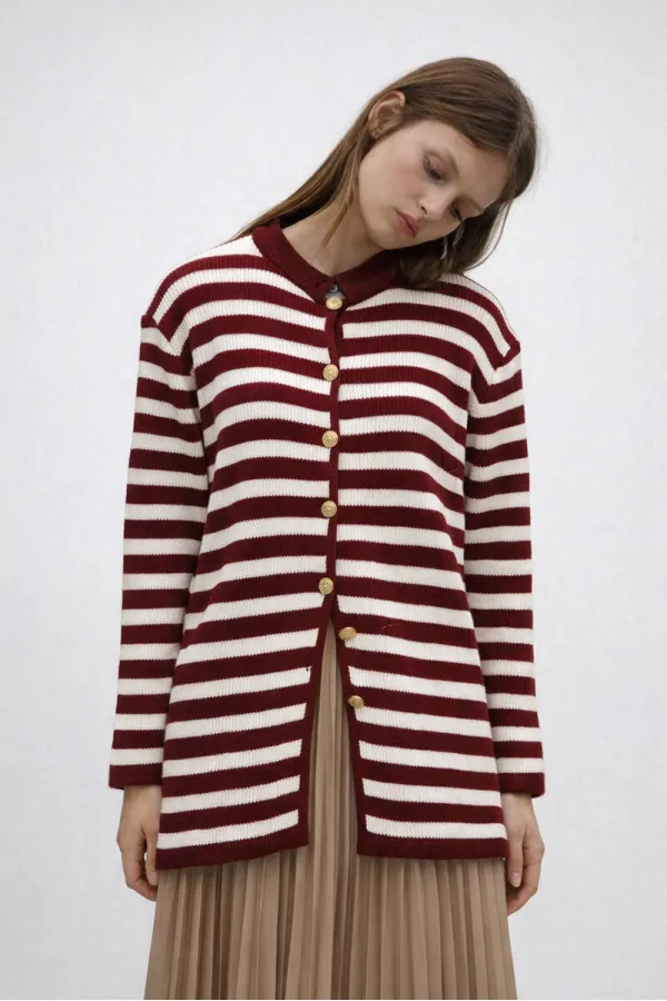 CARDIGAN LONG À BOUTONS DORÉS