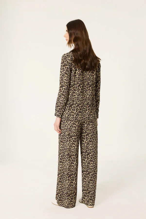 LEOPARD PRINT SHIRT AND TROUSER SET