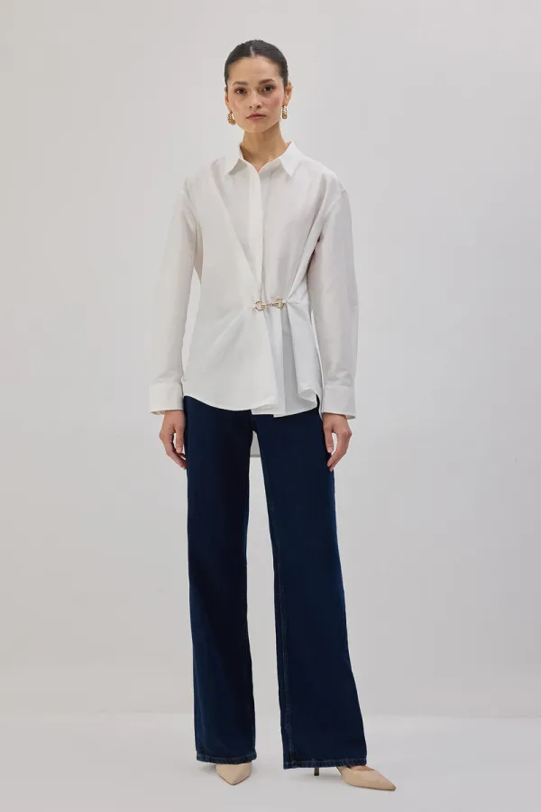 POPLIN SHIRT WITH METAL ACCESSORIES