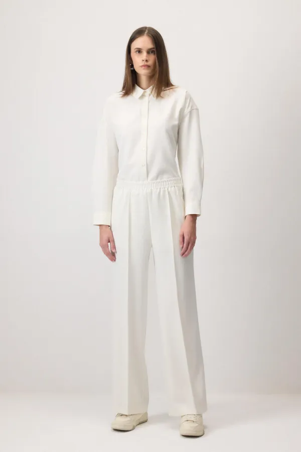 RIBBED PANTS WITH ELASTIC WAISTBAND