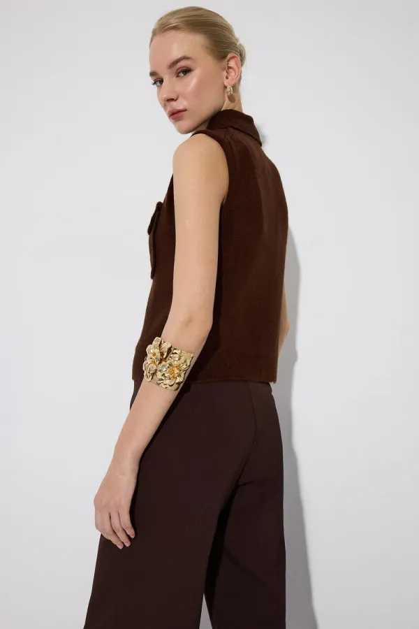 CEP DETAYLI TRİKO YELEK