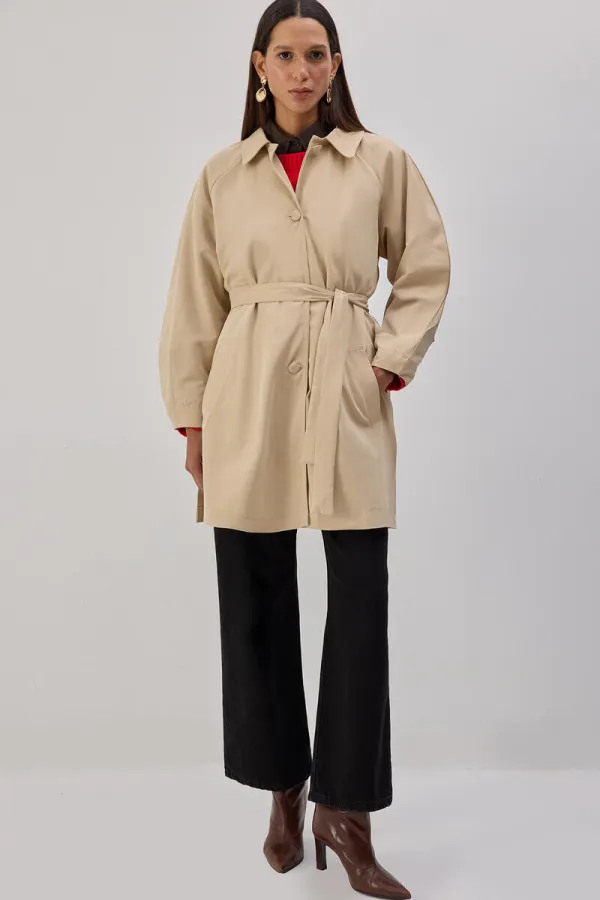 BELTED SHORT TRENCH COAT BELTED SHORT TRENCH COAT