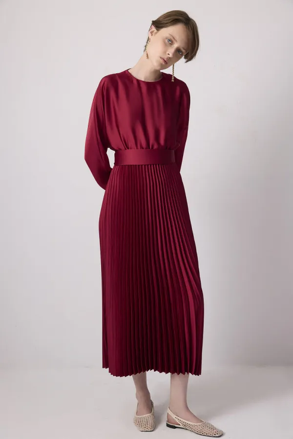 PİLELİ SATEN  ELBİSE