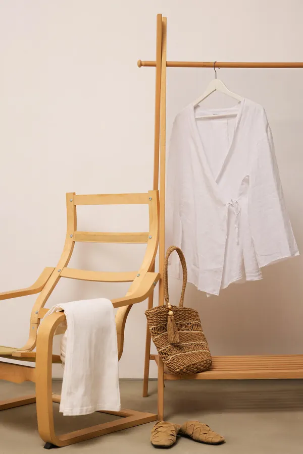 %100 KETEN KRUVAZE KİMONO