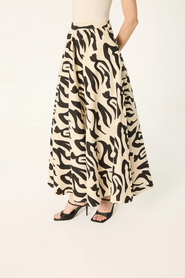 PATTERNED THIN GABARDINE SKIRT PATTERNED THIN GABARDINE SKIRT