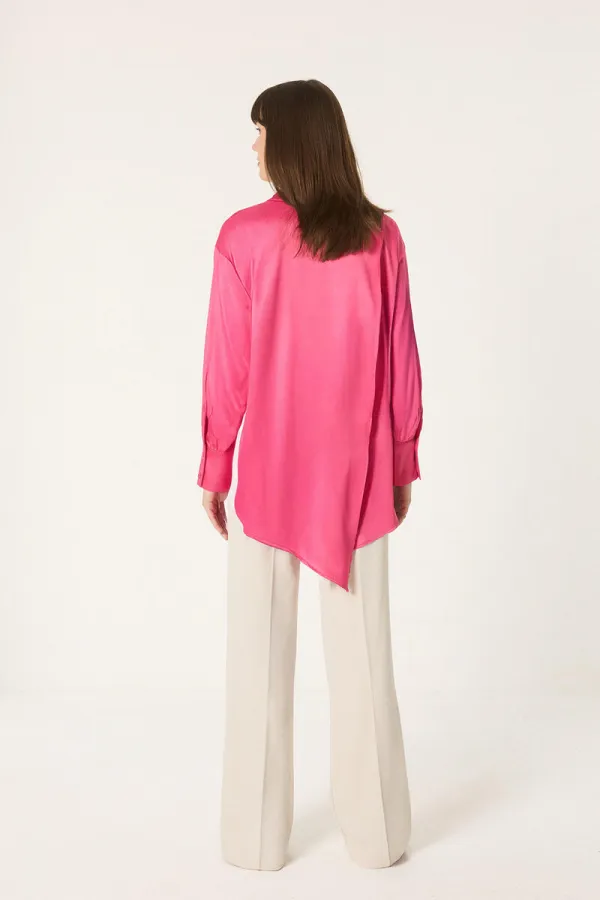 ASYMMETRICAL SATIN SHIRT