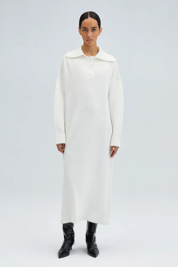 Polo collar knitted dress