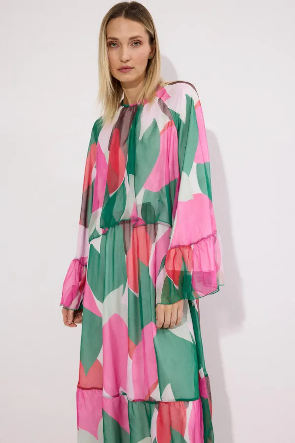 ROBE EN CHIFFON À VOLANTS