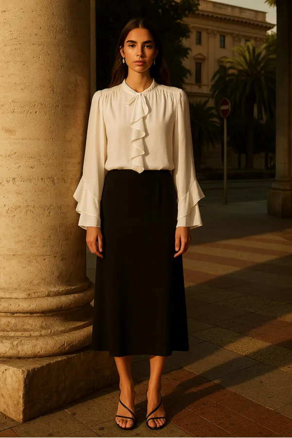 FIRFIR DETAYLI ŞİFON BLUZ