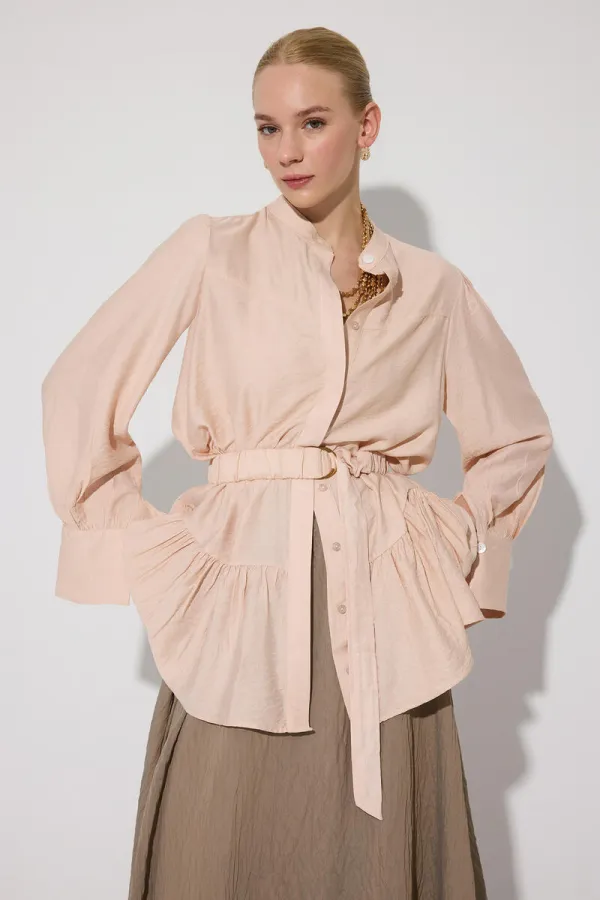 CHEMISE EN VISCOSE AVEC CEINTURE