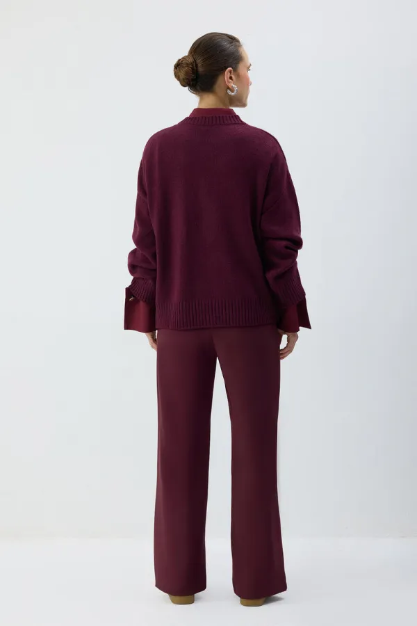 RIBBED PANTS WITH ELASTIC WAISTBAND