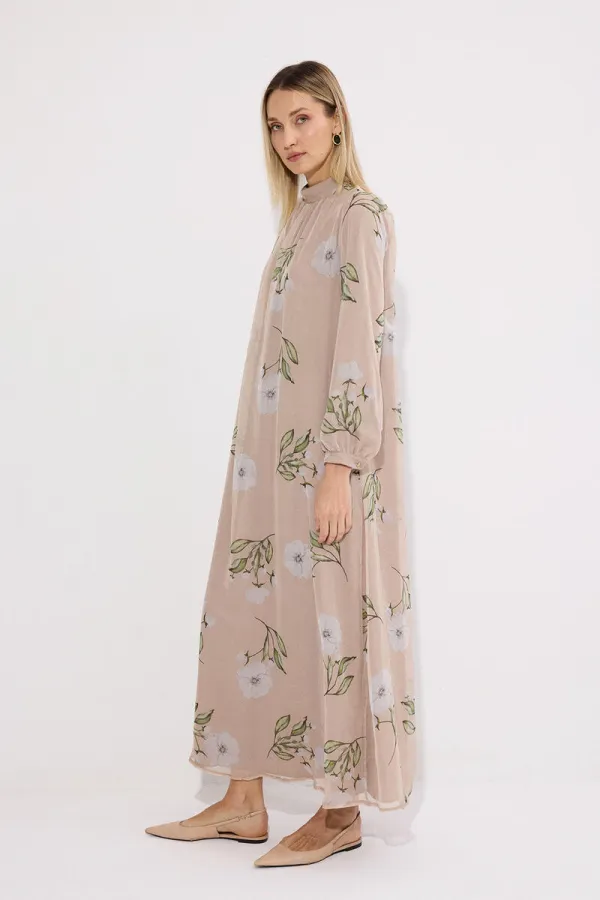 Robe longue doublée en mousseline