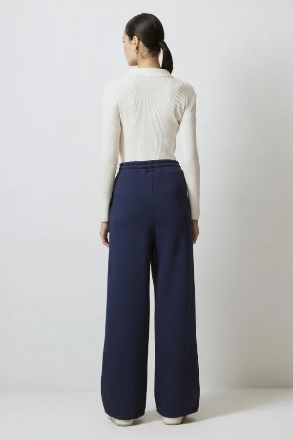 BELİ LASTİKLİ ŞARDONLU ÖRME PANTOLON