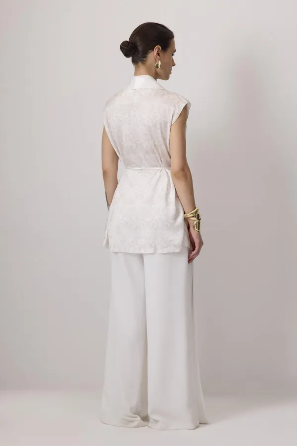 PATTERNED SATIN DOUBLE-BREASTED VEST