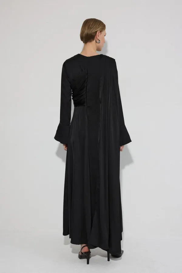 DRAPED SATIN DRESS