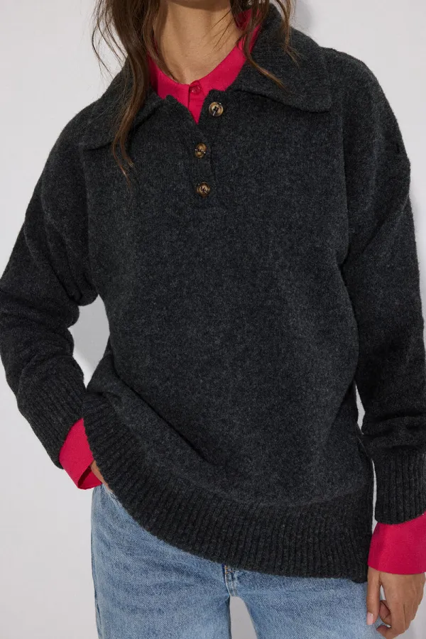 POLO YAKA DÜĞMELİ TRİKO KAZAK