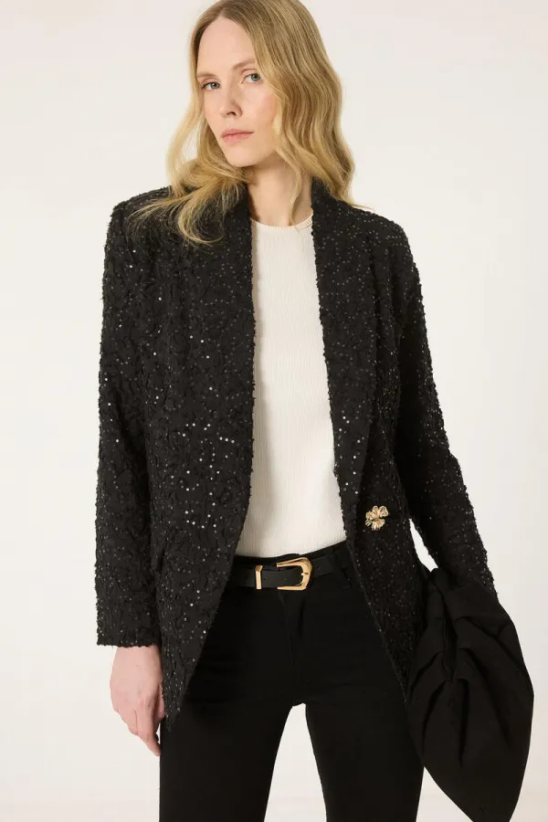 VESTE CROISÉE À PAILLETTES