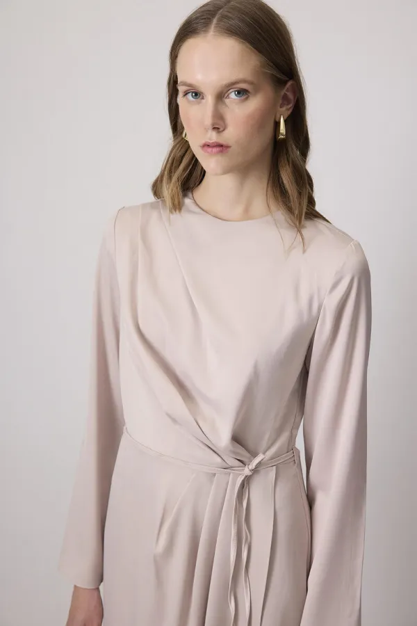 DRAPELİ SATEN ELBİSE