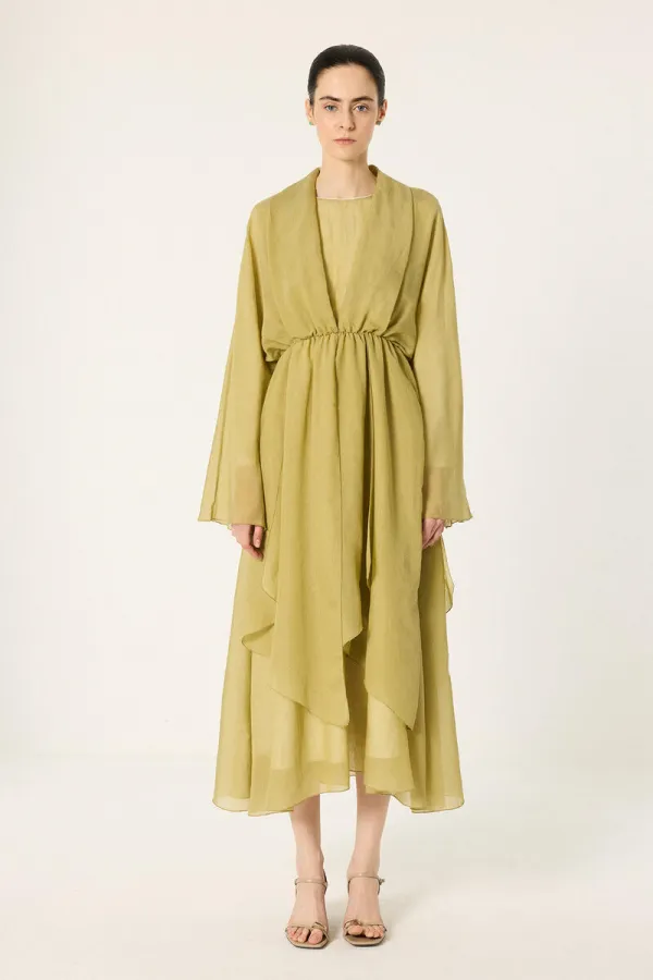 ASYMMETRICALLY CUT BELTED DRESS ASYMMETRICALLY CUT BELTED DRESS