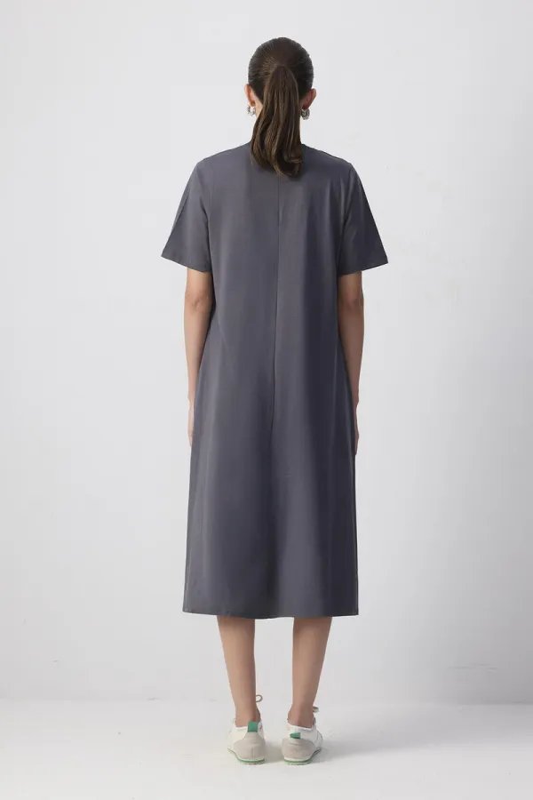 100% COTTON SHORT-SLEEVED KNITTED DRESS