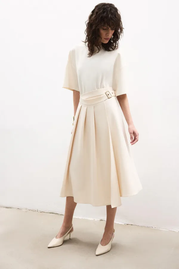 PLEATED BELTED SKIRT PLEATED BELTED SKIRT