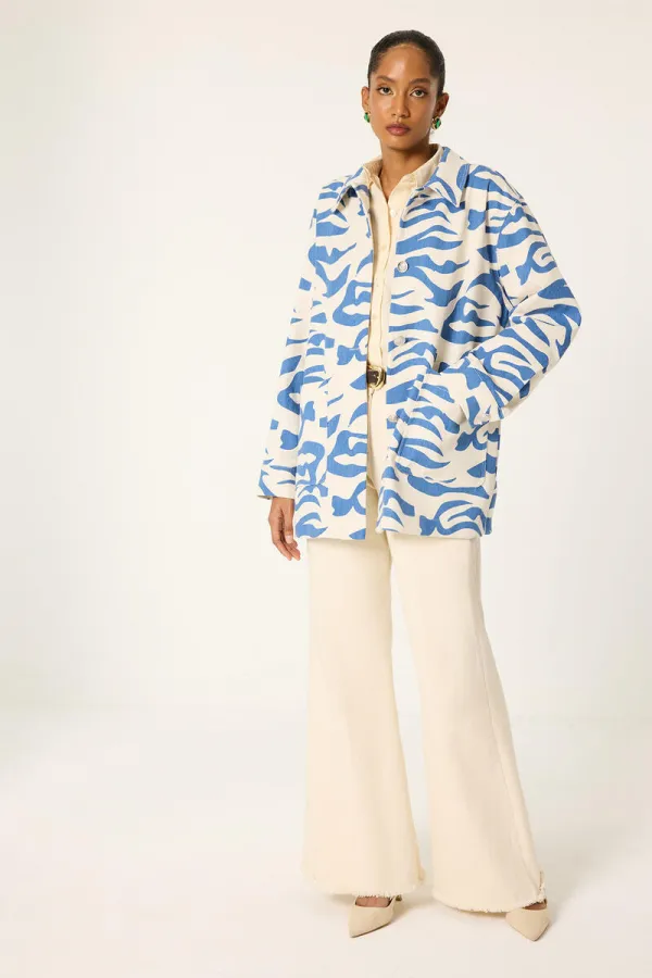 VESTE EN GABARDINE À MOTIFS