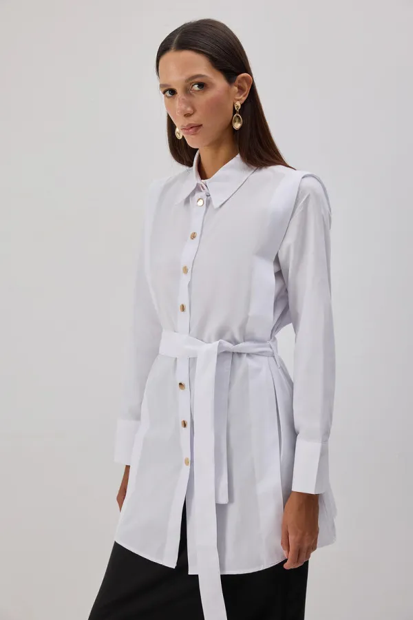 CHEMISE EN POPLIN CEINTURE