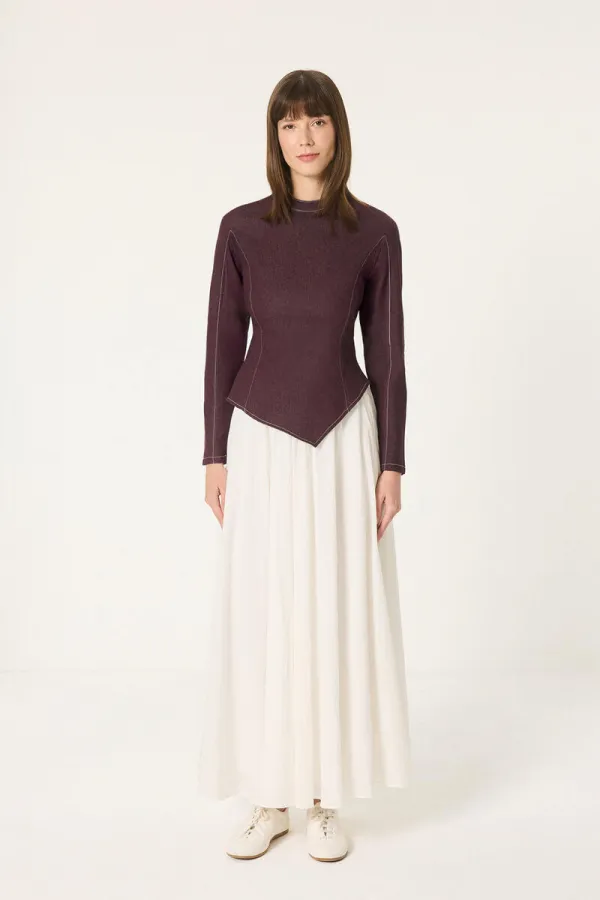 Ensemble blouse et jupe en denim Lycra 2 pièces