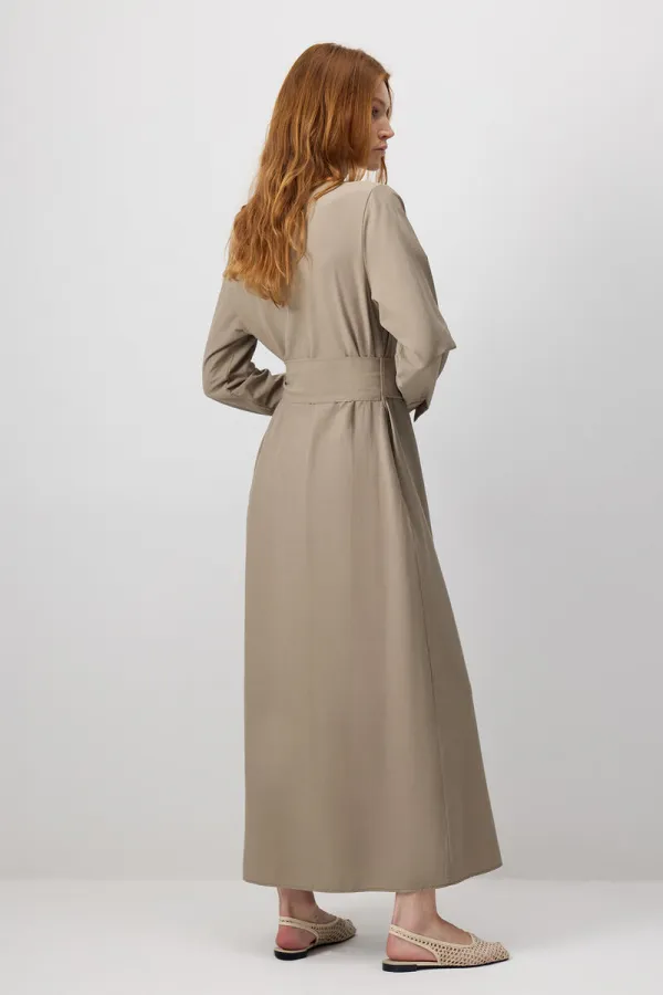 KUŞAKLI POPLİN GÖMLEK ELBİSE