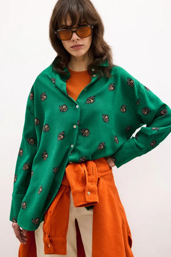 ÇİÇEK DESENLİ PAMUK GÖMLEK