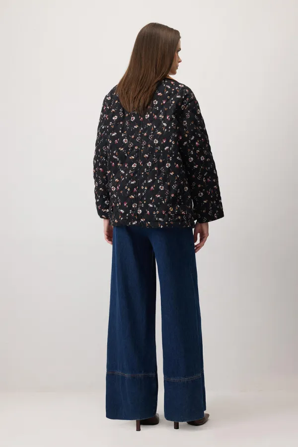 ÇİÇEK DESENLİ GABARDİN CEKET