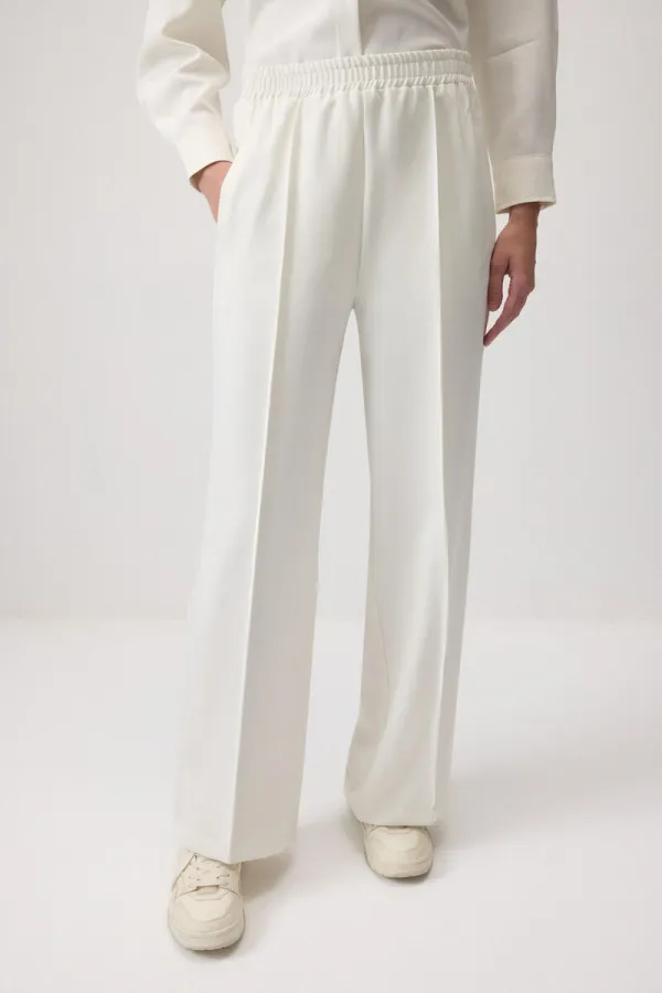 RIBBED PANTS WITH ELASTIC WAISTBAND
