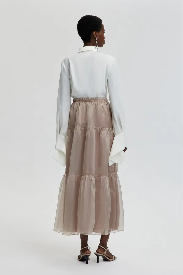 JUPE EN ORGANZA À VOLANTS