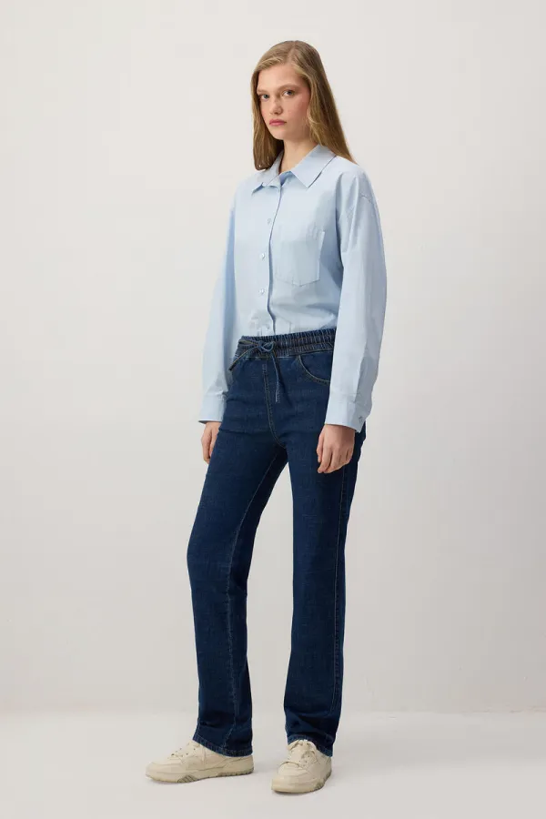 PANTALON EN JEAN AVEC TAILLE ÉLASTIQUE
