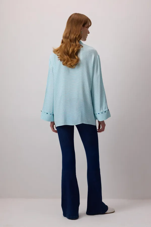 BUTTON DETAIL STRIPED POPLIN SHIRT BUTTON DETAIL STRIPED POPLIN SHIRT