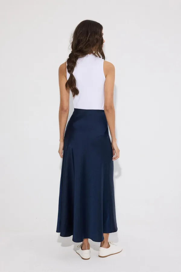 JUPE EN SATIN AVEC TAILLE ÉLASTIQUE