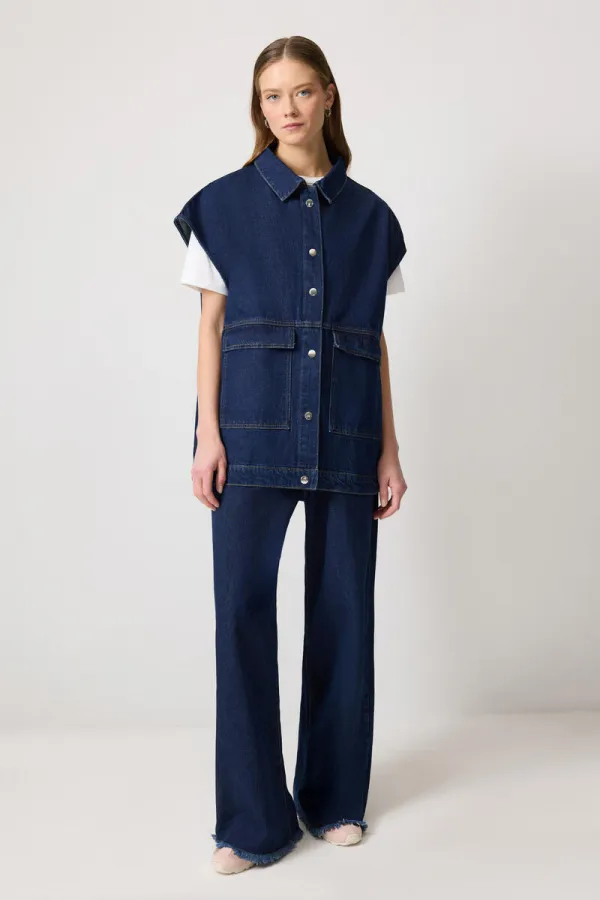 DENIM VEST WITH POCKETS