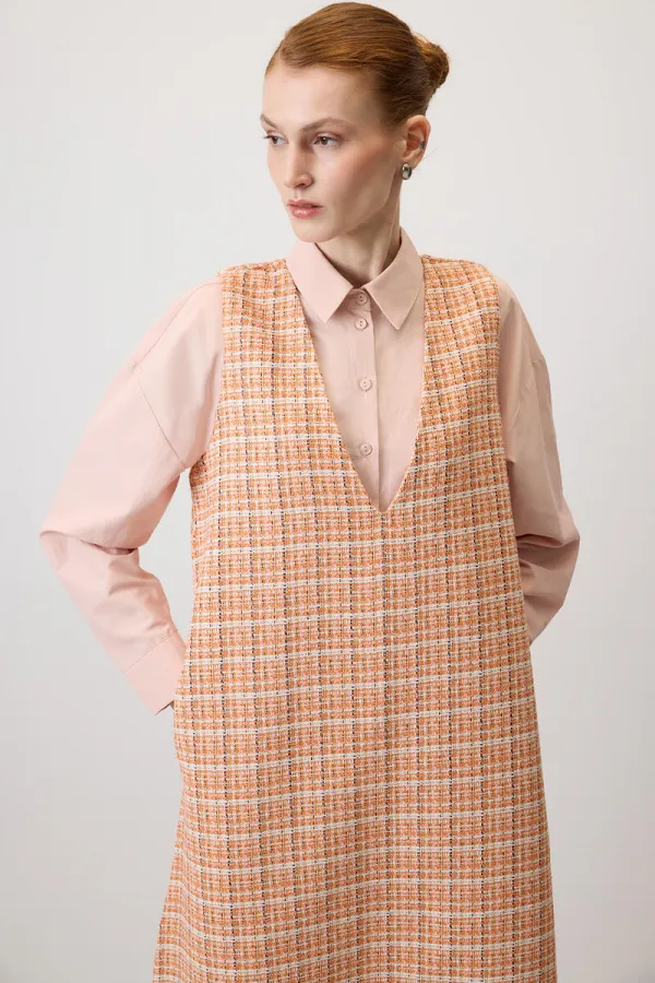 Tweed Plaid V-Neck Vest