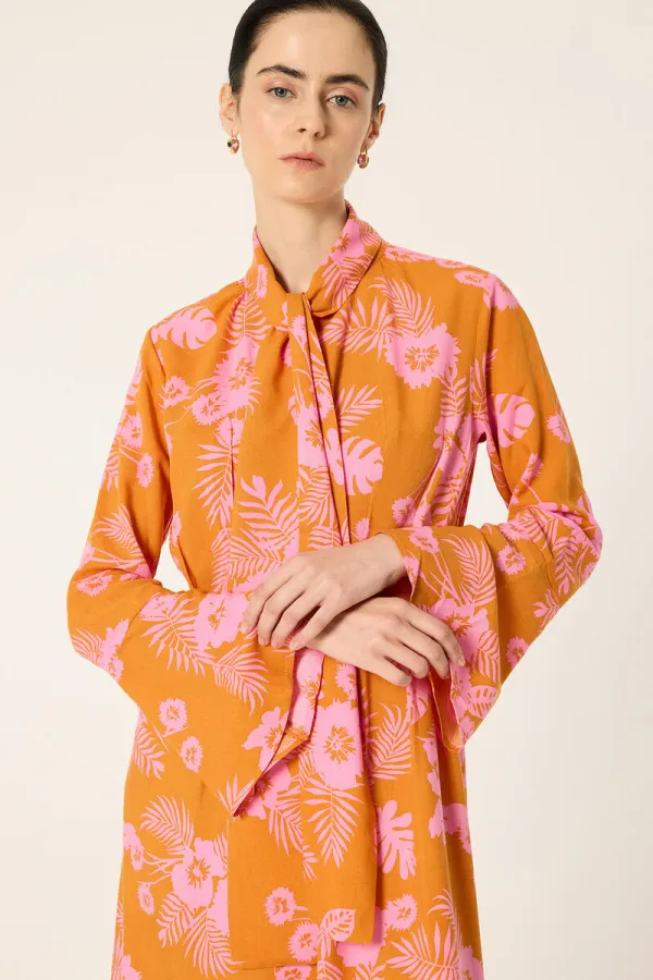 PLEATED PATTERNED DRESS PLEATED PATTERNED DRESS